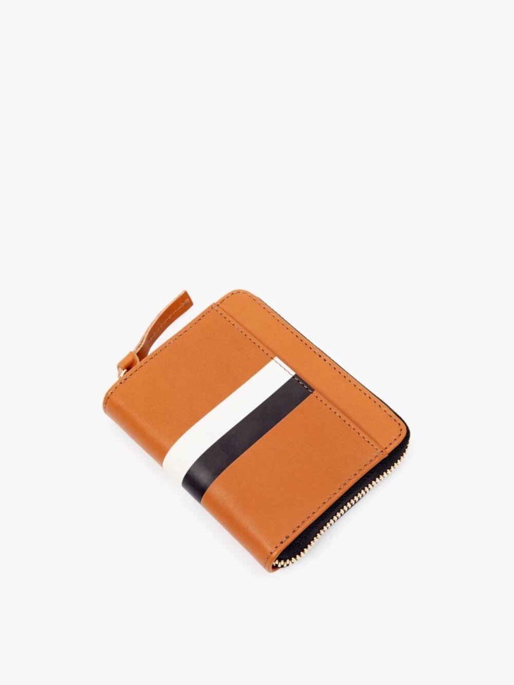 Clare V Petit Zip Wallet - Cuoio w/ Black/Cream